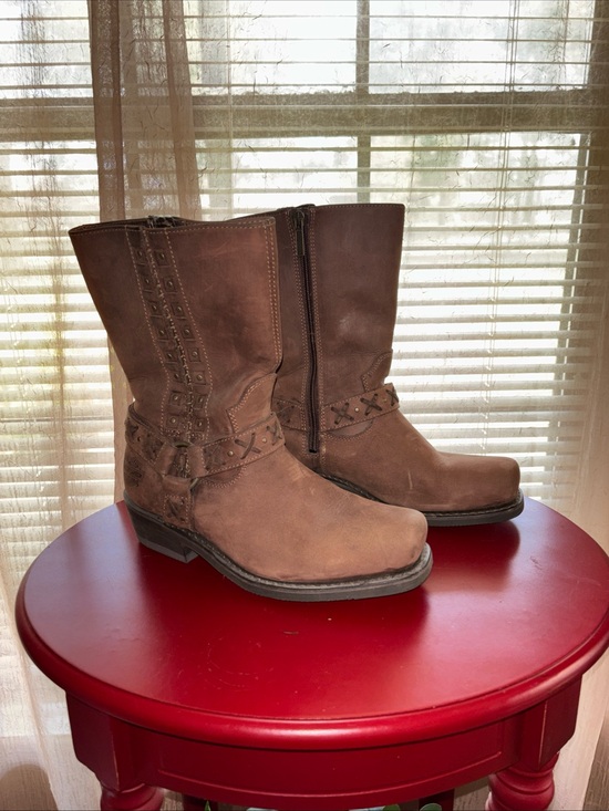 Harley-Davidson Shoes - Harley-Davidson Brown Leather Mid-Calf Women’s US Size 9.5 Motorcycle Boots